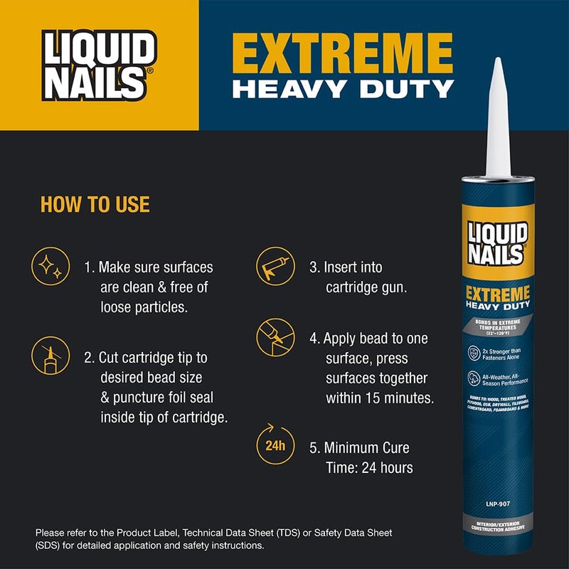 Liquid Nails - 414607 LN-907 Extreme Heavy Duty Construction Adhesive (LN-907) 10 oz - Image 4